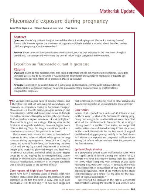 Fluconazole In Pregnancy