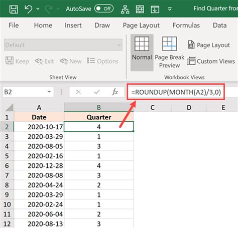 Formula For Quarter In Excel