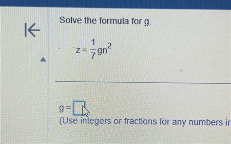 Formula To Solve For G