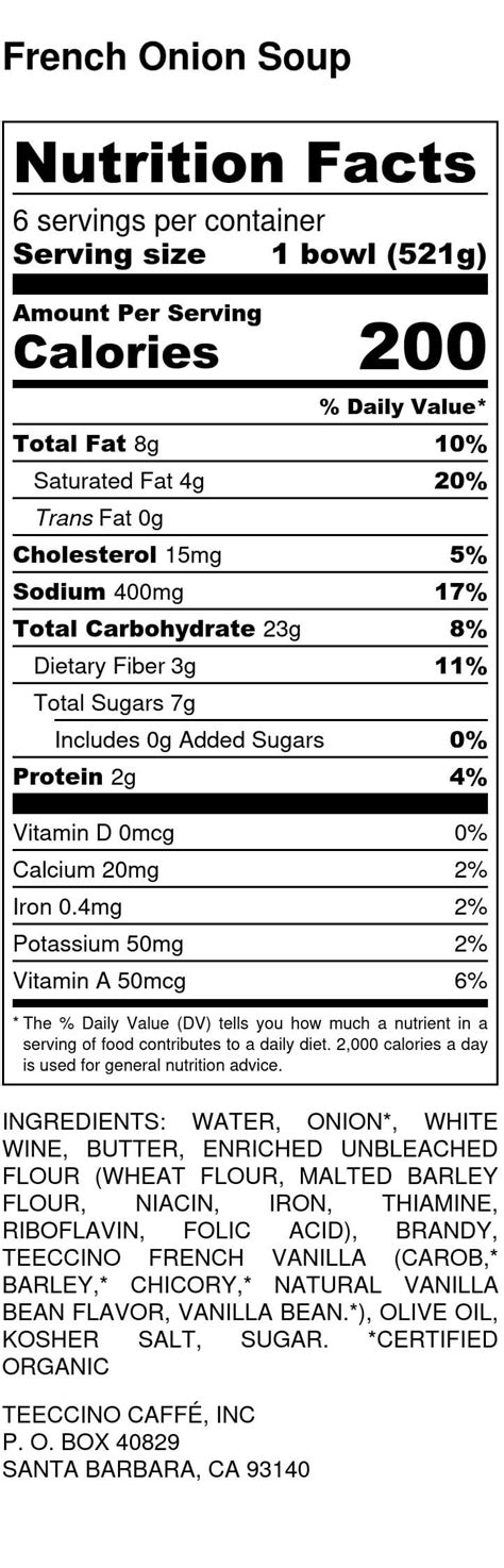 French Onion Soup Nutrition