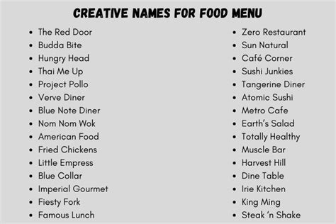 Funny Menu Names