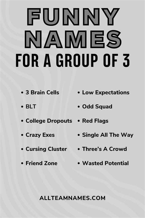 Funny Names For A Group Of 3
