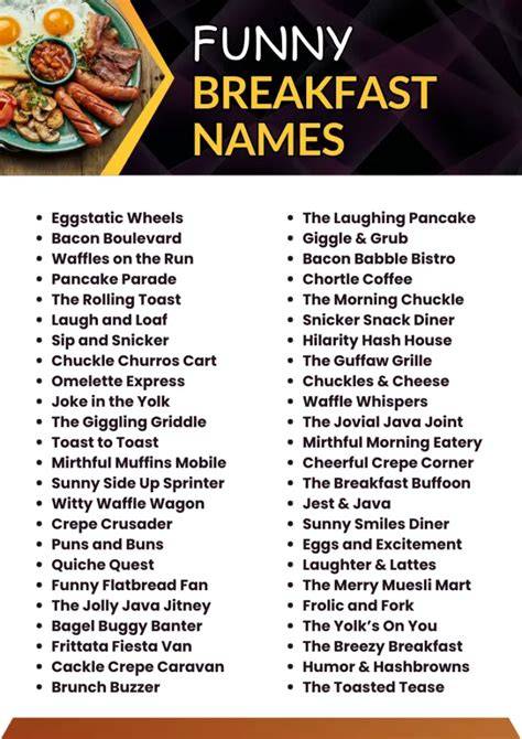 Funny Names For Easter Breakfast Labels