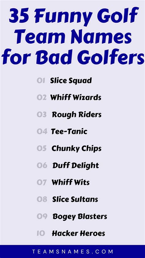 Funny Names For Golf Teams