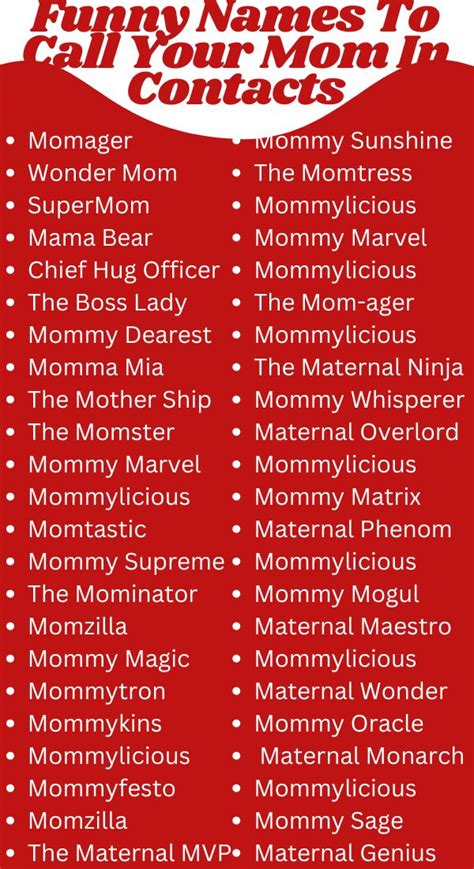Funny Names For Mom