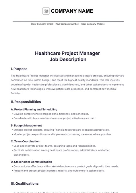 Healthcare Project Manager Job Setting