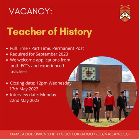History Teacher Vacancy