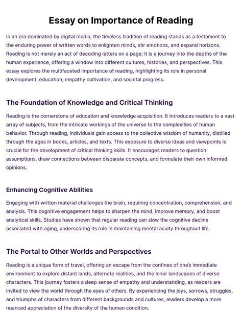 Importance Of Reading Essay