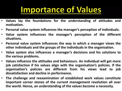 Importance Of Values In Organisational Behaviour