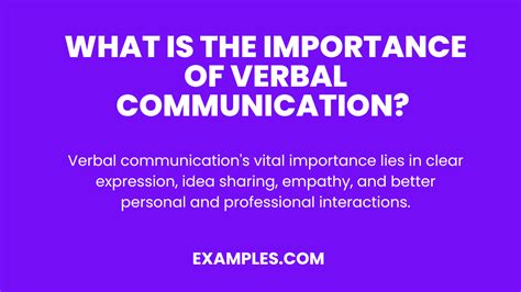 Importance Of Verbal Communication
