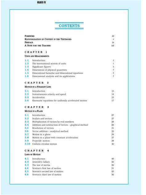 Index Of Class 11 Physics