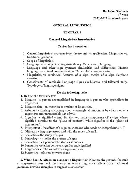 Introduction To General Linguistics Pdf