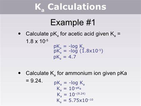 Ka Calculation Example