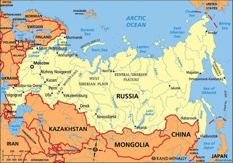 Labeled Map Of Russia And Central Asia