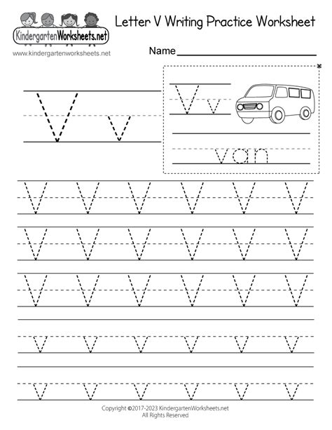 Letter V Printable Worksheets