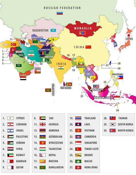 List Of Asia Map