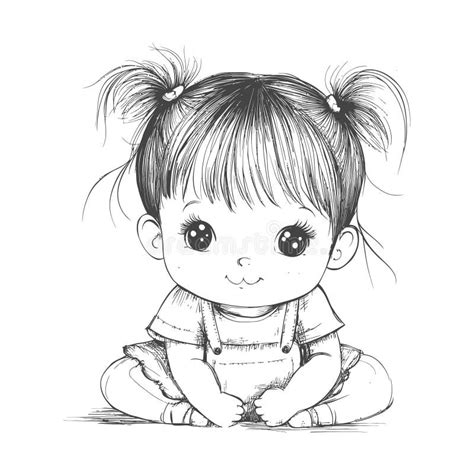 Little Girl Drawing Sketch