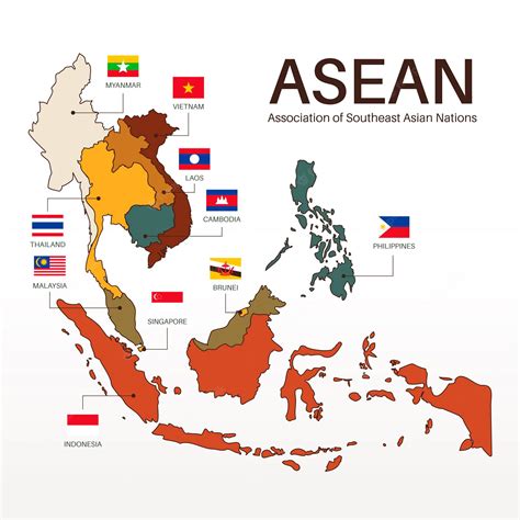 Map And Flag Of Asean