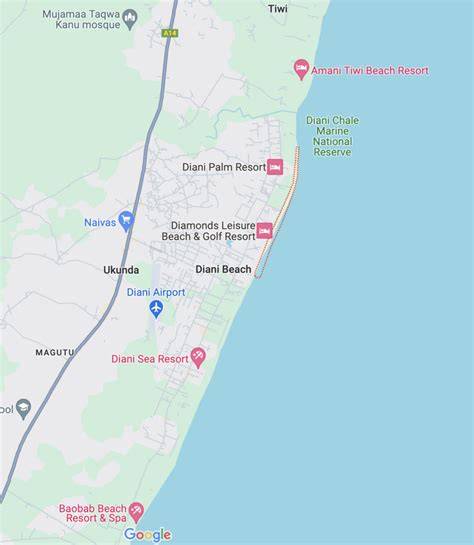 Map Of Africa Diani