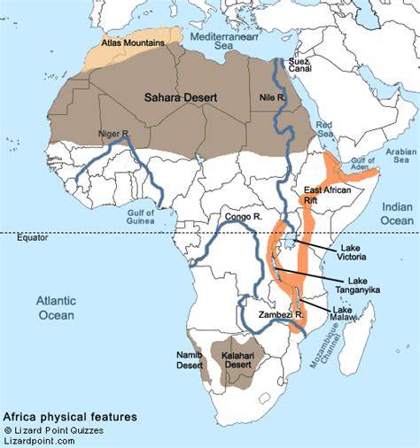 Map Of Africa Physical Features Quiz