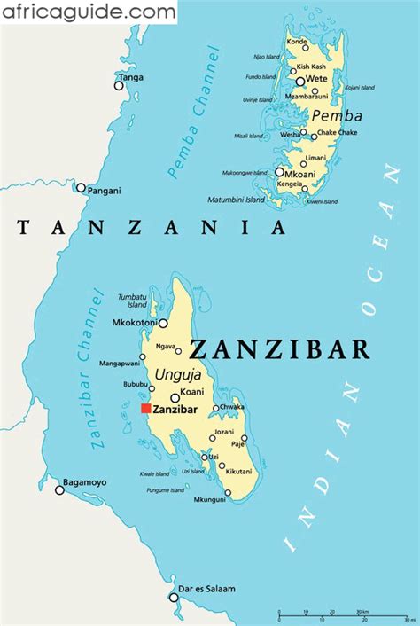 Map Of Africa Showing Zanzibar
