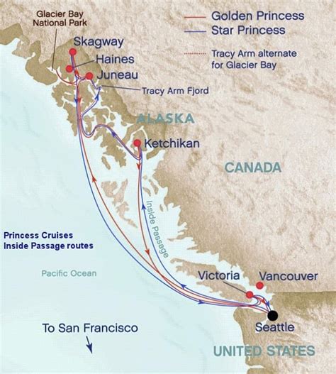 Map Of Alaska Inside Passage Cruise
