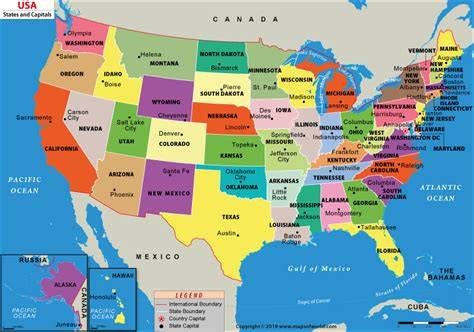 Map Of America And States