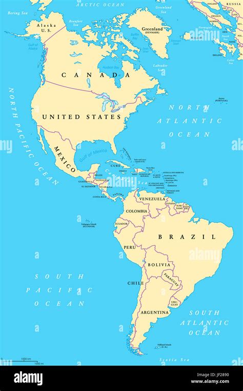 Map Of America South And North