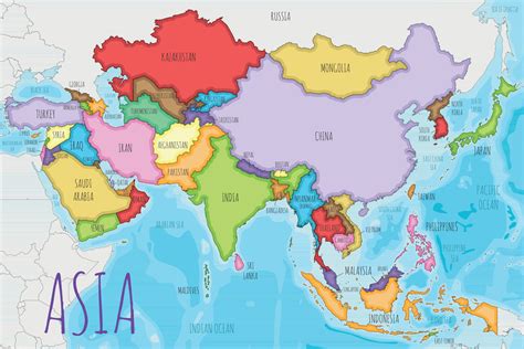 Map Of Asia To Color