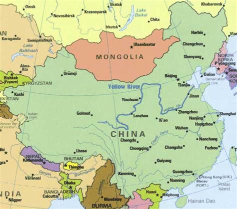 Map Of Asia Yellow River