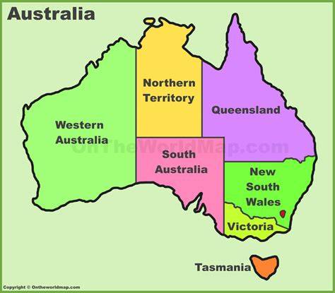 Map Of Australia Showing States
