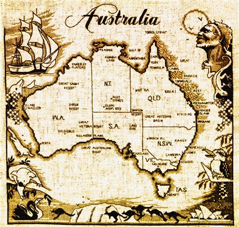 Map Of Australia Vintage