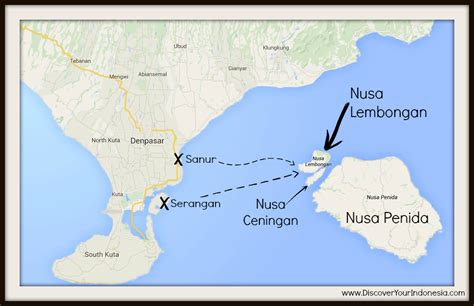 Map Of Bali And Nusa Lembongan