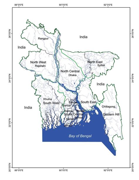 Map Of Bangladesh With North South East West