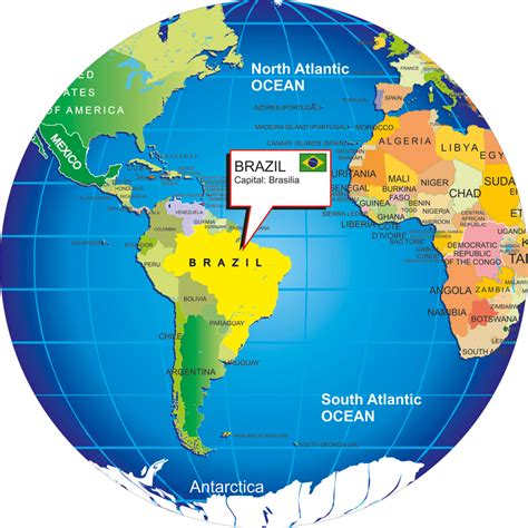 Map Of Brazil On Globe
