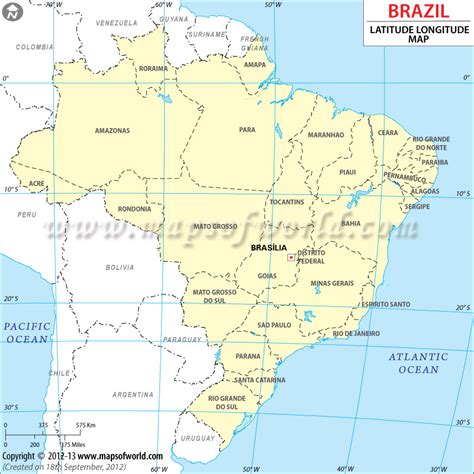 Map Of Brazil With Latitude