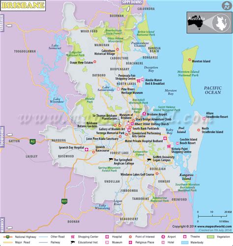 Map Of Brisbane Qld Australia