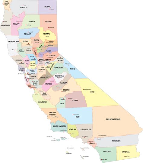 Map Of California By County
