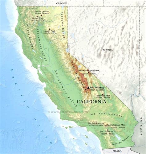 Map Of California Mountain Ranges