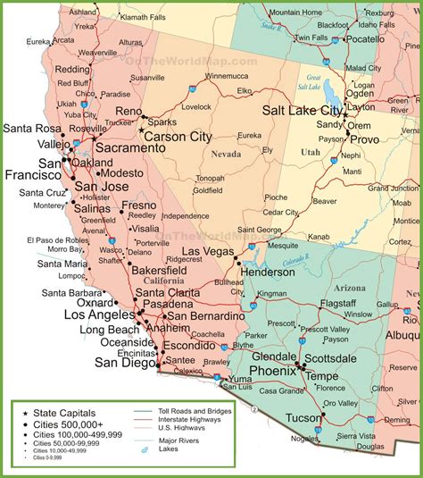 Map Of California Utah And Nevada