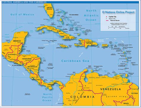 Map Of Central America And Caribbean Labeled