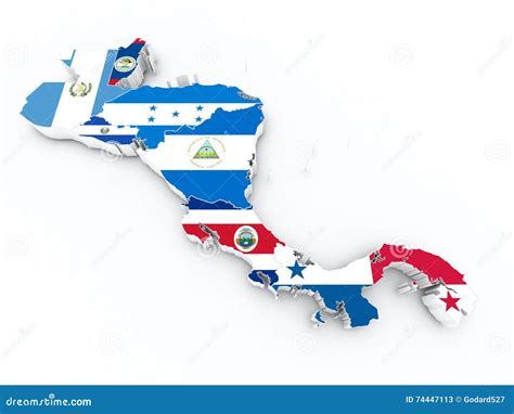 Map Of Central America Flags