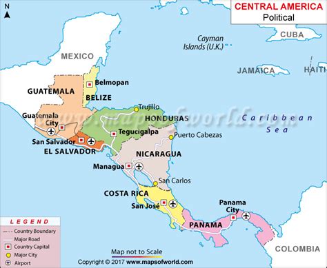 Map Of Central America Labeled With Capitals