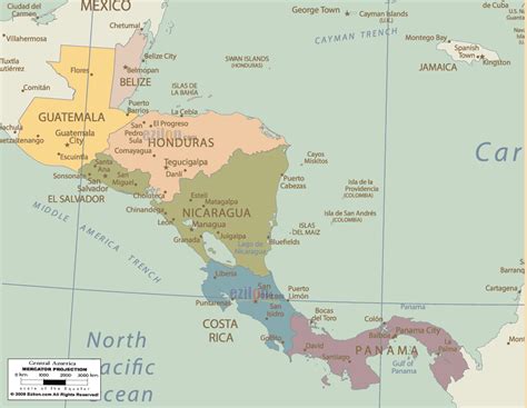 Map Of Central America Labeled