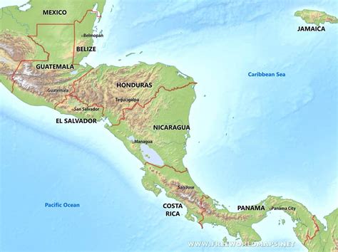 Map Of Central America Physical Features