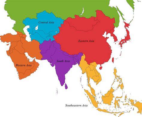 Map Of Central Asia Countries And Regions