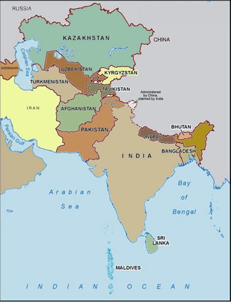 Map Of Central Asia With India
