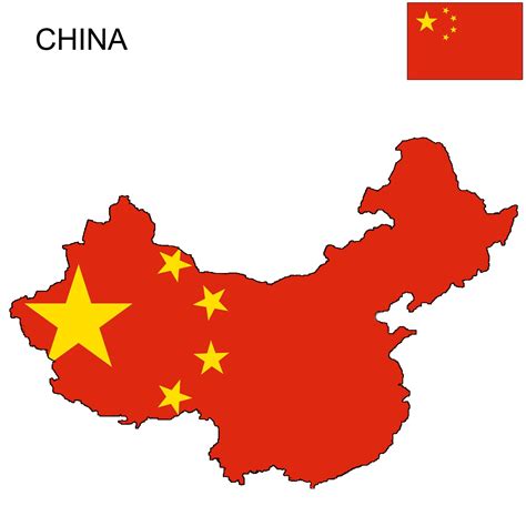Map Of China With Flag