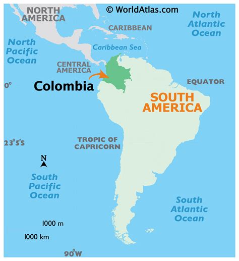Map Of Colombia And Usa