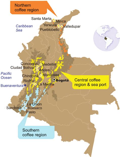 Map Of Colombia Coffee Region